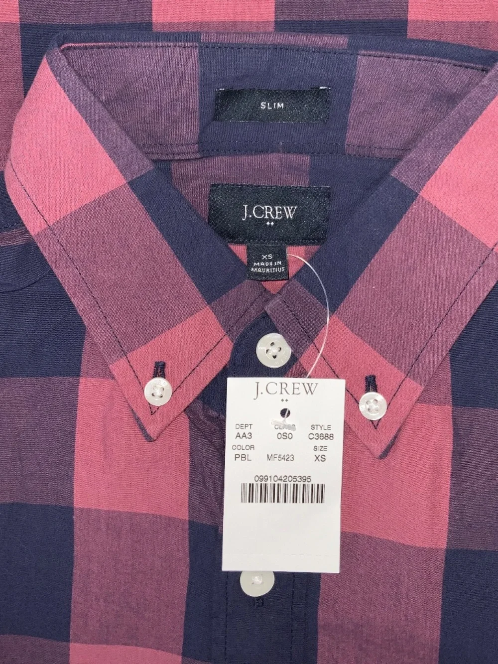 J. Crew Factory Gingham Buffalo Check Slim Washed Button Down Oxford Shirt